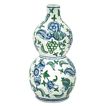 Ваза фигурная с сине-зелеными узорами распустившихся цветов Blossoming Spring варинант исполнения - 1 | Loft Concept в Самаре