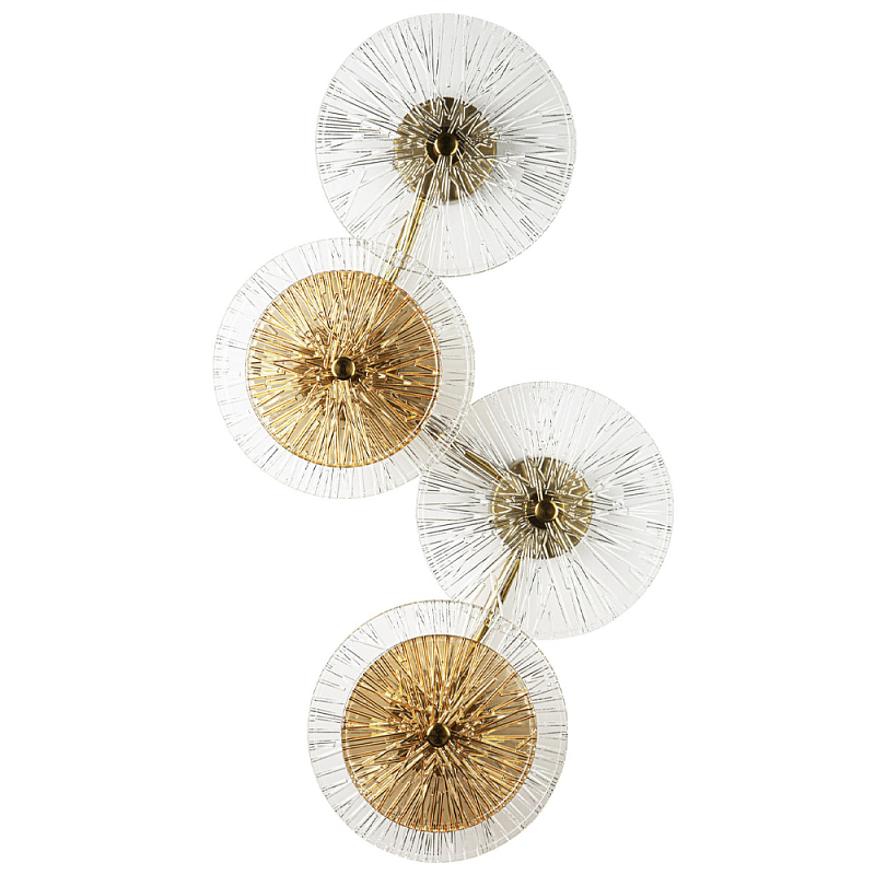 Бра с 4-мя плафонами в форме диска из рельефного коричневого стекла Decorative Four Glass Discs Wall Lamp Латунь Прозрачное Стекло Бра с 4-мя плафонами в форме диска из рельефного коричневого стекла Decorative Four Glass Discs Wall Lamp Латунь Прозрачное Стекло в Самаре | Loft Concept