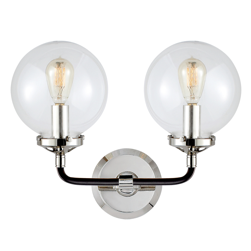 Бра Бистро Globe Clear Glass Double Sconce Nickel  в Самаре | Loft Concept 