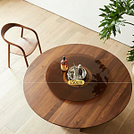 Стол обеденный круглый с двойной столешницей Walnut Wood Table варинант исполнения - 5 | Loft Concept в Самаре