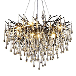 Люстра черная с прозрачными стеклянными подвесками в форме капель FAIRYTREE Light варинант исполнения - 3 | Loft Concept в Самаре