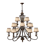 Люстра бронзового цвета с бежевыми абажурами из органзы в классическом стиле Hinkley варинант исполнения - 2 | Loft Concept в Самаре