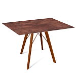 Стол обеденный с коричневой прямоугольной столешницей из керамики на четырех деревянных ножках Brown Ceramics варинант исполнения - 1 | Loft Concept в Самаре