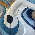Арт-объект ручной работы Blue Abstraction из 4-х панелей варинант исполнения - 4 | Loft Concept в Самаре