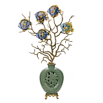 Ваза зеленая с бронзовыми ветвями и фарфоровыми рыбками Eden Garden варинант исполнения - 1 | Loft Concept в Самаре