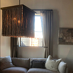 Люстра квадратная с бахромой и подвесом из деревянных бусин Psyche варинант исполнения - 3 | Loft Concept в Самаре