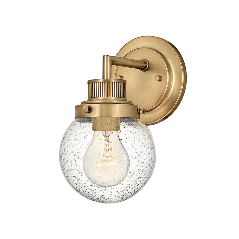 Бра для ванных комнат с прозрачным шарообразным плафоном из стекла с пузырьками на круглом основании Hinkley Хром Латунь Прозрачное Стекло в Самаре | Loft Concept 