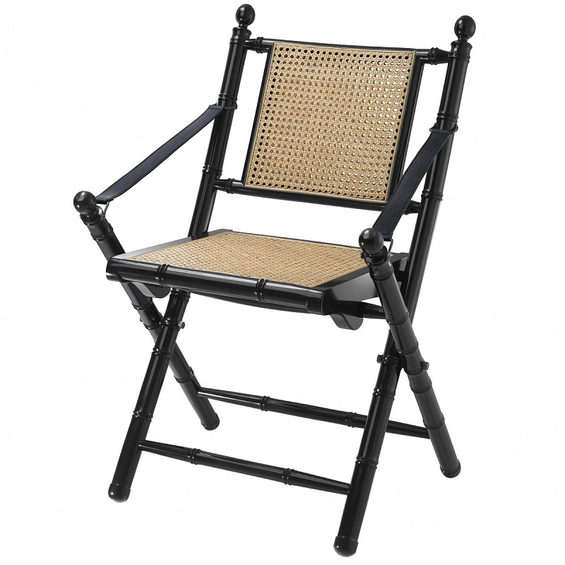 Стул Eichholtz Folding Chair Bolsena Black Черный Бежевый Стул Eichholtz Folding Chair Bolsena Black Черный Бежевый в Самаре | Loft Concept