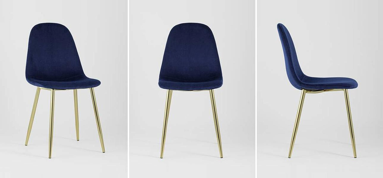 Стул Archie Chair Темно-Синий Велюр Золотые ножки Стул Archie Chair Темно-Синий Велюр Золотые ножки - Loft-Concept в Самаре