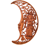 Панно из дерева Ганеша и месяц Panel With Animals варинант исполнения - 1 | Loft Concept в Самаре