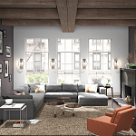 Бра цвета хром с круглой рамой и цилиндрическим прозрачным стеклянным плафоном на прямоугольном основании Feiss варинант исполнения - 4 | Loft Concept в Самаре