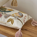 Чехол на подушку с кисточками и вышивкой птиц Ethnic mix Birds Rect варинант исполнения - 5 | Loft Concept в Самаре