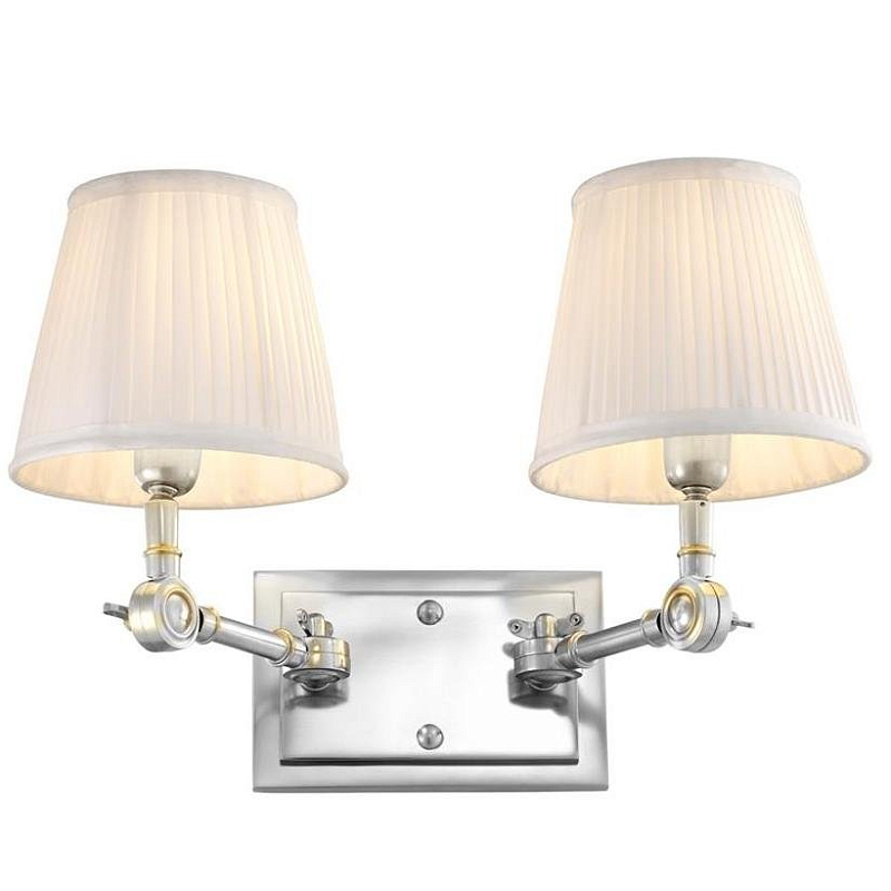 Бра Wall Lamp Wentworth Double Nickel+White Никель Белый Бра Wall Lamp Wentworth Double Nickel+White Никель Белый в Самаре | Loft Concept