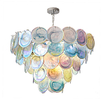 Люстра с каскадом из круглых разноцветных стеклянных дисков Mother of Pearl Iridescence варинант исполнения - 2 | Loft Concept в Самаре