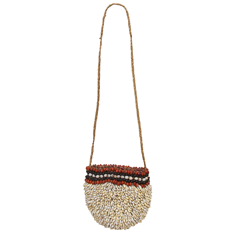 Декоративный аксессуар сумка из ракушек Aboriginal Bag Beige Red Бежевый Красный Черный в Самаре | Loft Concept 