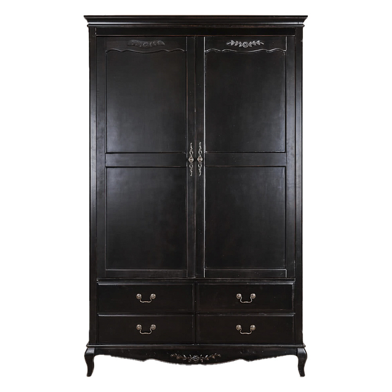 Шкаф черный с 4-мя ящиками и 2-мя дверцами в стиле Прованс Vintage Черный в Самаре | Loft Concept 