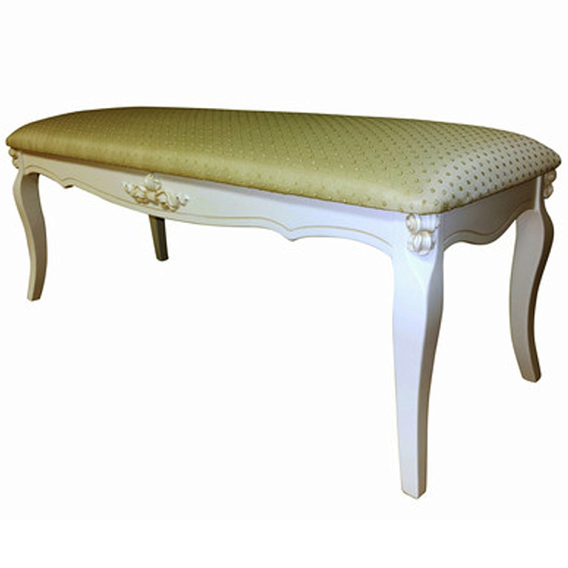 Банкетка велюр в стиле прованс Lotte French Seating Banquette Белый Бежевый в Самаре | Loft Concept 