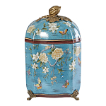 Ваза голубая с крышкой и цветочным узором Genuine Chinese Classics варинант исполнения - 1 | Loft Concept в Самаре