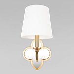 Бра с белым текстильным абажуром и декоративным основанием в виде четырехлистника с зеркальной вставкой Vitorino варинант исполнения - 18 | Loft Concept в Самаре