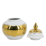 Ваза белая с крышкой и золотистыми фрагментами 24 см Chinoiserie Ceramics варинант исполнения - 2 | Loft Concept в Самаре