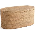 Плетеная овальная корзина с крышкой Shani Rattan Basket варинант исполнения - 1 | Loft Concept в Самаре