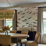 Обои ручная роспись Fishes Blue Pearl on Tarnished Silver gilded silk with pearlescent antiquing варинант исполнения - 3 | Loft Concept в Самаре