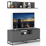 ТВ-тумба цвета графит с  2-мя дверцами и ящиком Strict Lines варинант исполнения - 6 | Loft Concept в Самаре