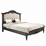 Кровать черная из массива бука с основанием и мягким изголовьем Black Provence варинант исполнения - 1 | Loft Concept в Самаре