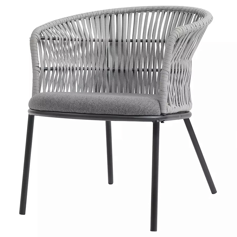 Кресло с декоративным плетением на спинке и подлокотниках Armchair Weaving Серый Светло-серый Темно-серый в Самаре | Loft Concept 