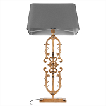 Настольная лампа на ажурном чугунном основании с тканевым серым абажуром Openwork Lamp варинант исполнения - 3 | Loft Concept в Самаре