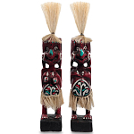 Комплект из 2-х деревянных статуэток Asmat Straw Headdress Statuettes Red Turquoise варинант исполнения - 1 | Loft Concept в Самаре