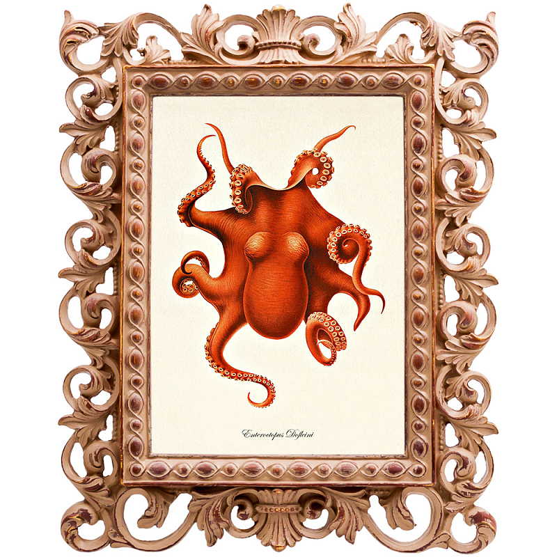 Постер Red Octopus Poster Бежевый Красный в Самаре | Loft Concept 