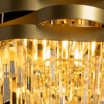 Люстра цвета матового золота с металлическими лентами и длинными прозрачными подвесками Gilded Waves варинант исполнения - 5 | Loft Concept в Самаре