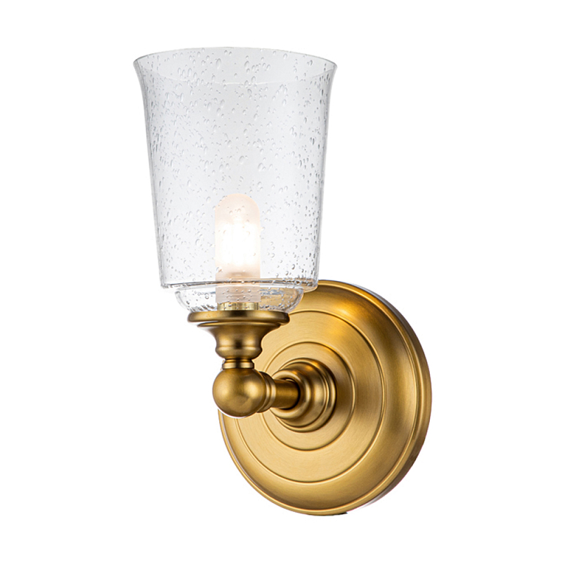 Бра для ванных комнат с прозрачным плафоном из стекла с пузырьками на основании цвета латунь Feiss Матовая латунь Прозрачное Стекло в Самаре | Loft Concept 