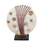 Настольная лампа из перламутра и дерева на подставке Indonesian Round Shell варинант исполнения - 3 | Loft Concept в Самаре
