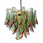 Люстра стеклянная с зелеными лепестками Green Leaf Fall варинант исполнения - 1 | Loft Concept в Самаре