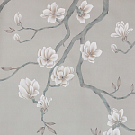 Обои ручная роспись Magnolia Canopy Original Colourway on Oyster Shell metallic silk варинант исполнения - 1 | Loft Concept в Самаре