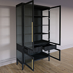 Витрина Primo со стеклянными фасадами и 2 ящиками Черный дуб варинант исполнения - 9 | Loft Concept в Самаре