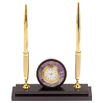 Часы настольные с двумя ручками из натурального камня Stone Clock варинант исполнения - 1 | Loft Concept в Самаре