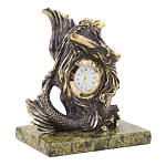Часы настольные бронзовые в виде русалочки из натурального камня Змеевик Mermaid Stone Clock варинант исполнения - 3 | Loft Concept в Самаре