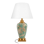 Настольная лампа бирюзовая с цветочным принтом Turquoise Flight варинант исполнения - 1 | Loft Concept в Самаре