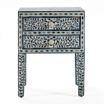 Тумбочка прикроватная White Pearl BEDSIDE CABINET 2 blue DRAWER варинант исполнения - 1 | Loft Concept в Самаре