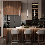 Подвесной светильник с узким цилиндрическим плафоном и черным металлическим декором Concrete Pipe варинант исполнения - 14 | Loft Concept в Самаре