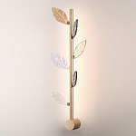 Бра с золотистой вертикальной трубкой и декоративными прозрачными листьями из стекла Sylva  варинант исполнения - 3 | Loft Concept в Самаре