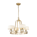 Люстра цвета латунь с 4-мя тканевыми абажурами и стеклянными шарами Quoizel варинант исполнения - 2 | Loft Concept в Самаре