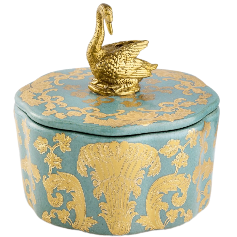 Фарфоровая шкатулка Swan Lake Бронза Голубой Фарфоровая шкатулка Swan Lake Бронза Голубой в Самаре | Loft Concept