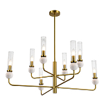 Люстра с 8-ю плафонами в форме стеклянных трубок и мраморных декоративных элементов Montreal варинант исполнения - 9 | Loft Concept в Самаре