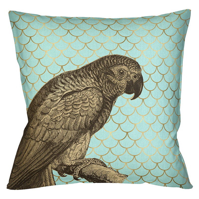 Подушка Safari light blue parrot Бирюзовый Глянцевое золото Подушка Safari light blue parrot Бирюзовый Глянцевое золото в Самаре | Loft Concept