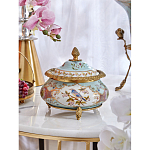 Шкатулка с крышкой из голубого фарфора с риунком птиц и цветов Blue Garden варинант исполнения - 3 | Loft Concept в Самаре