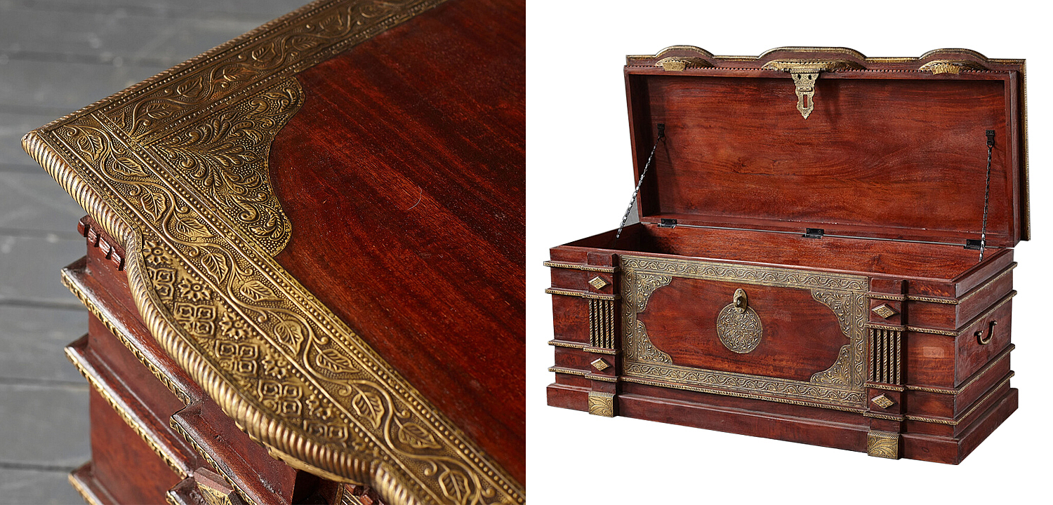 Сундук с латунной чеканкой Tejas Indian Inlaid Chest Сундук с латунной чеканкой Tejas Indian Inlaid Chest - Loft-Concept в Самаре